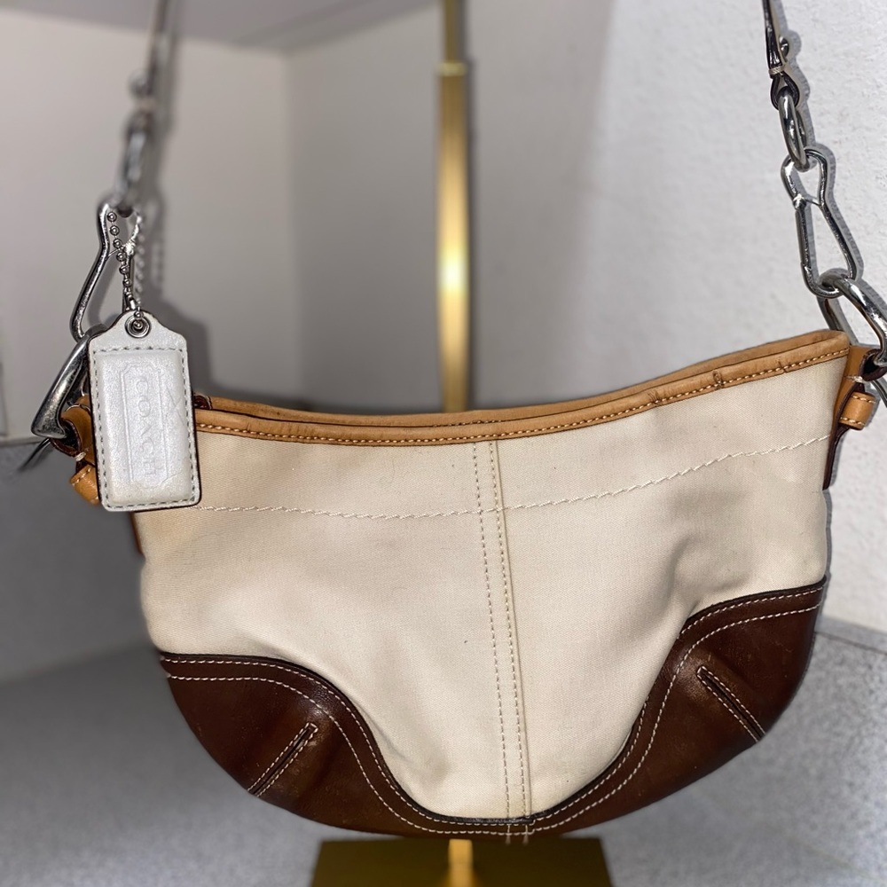 Coach Vintage Cream/Khaki Multi Small Shoulder Bag GUC - Picture 3 of 15